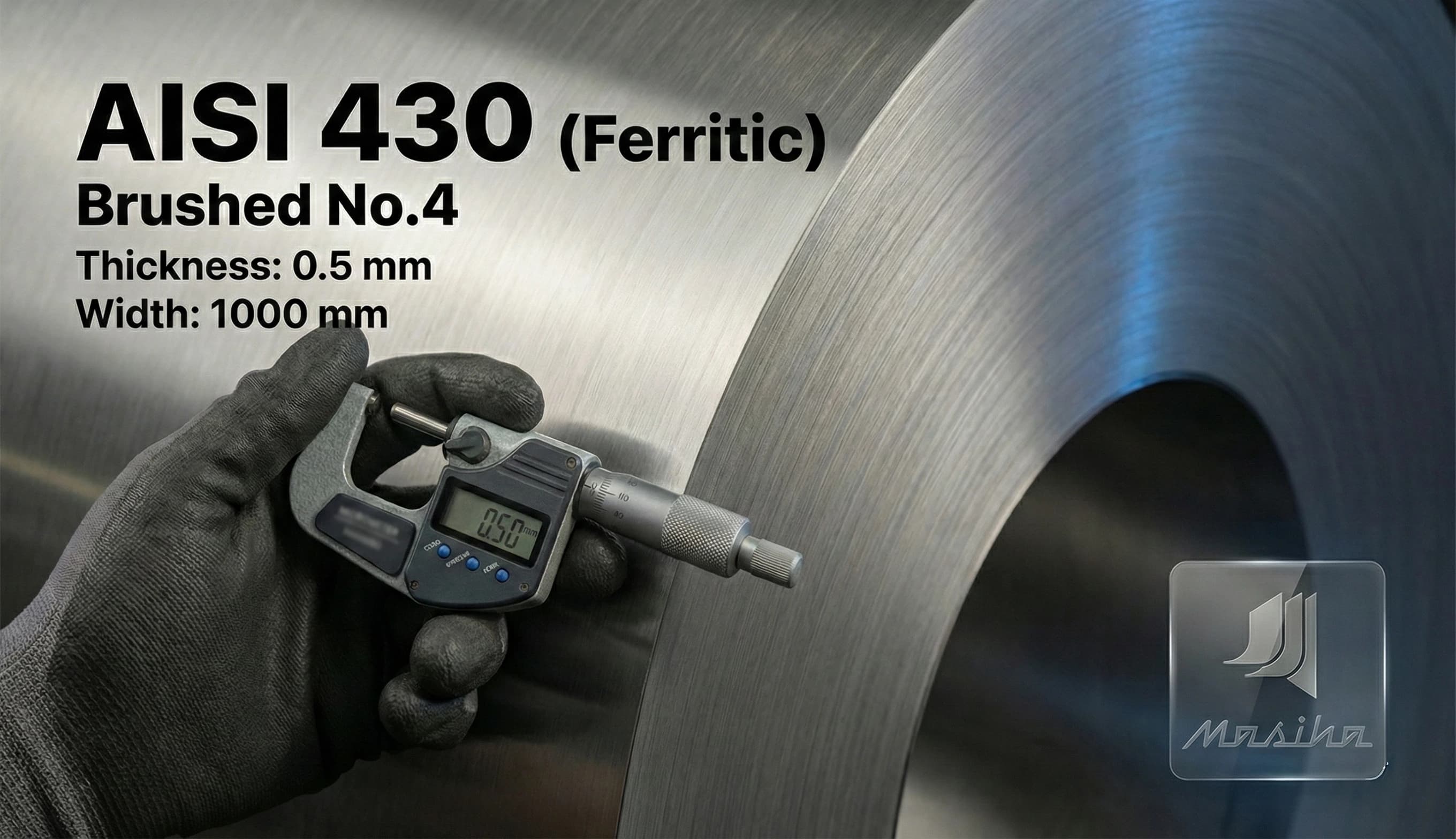 رول استیل 430 (بگیر) ضخامت 0.5 میلیمتر عرض 1 متر (خشدار)